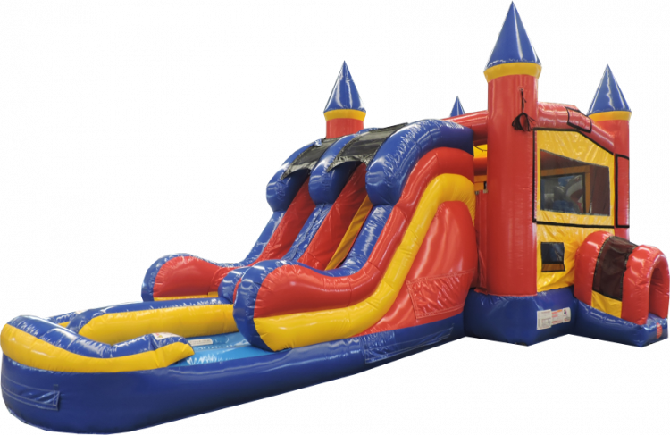 Red/Blue Castle Bounce House With Water Slides